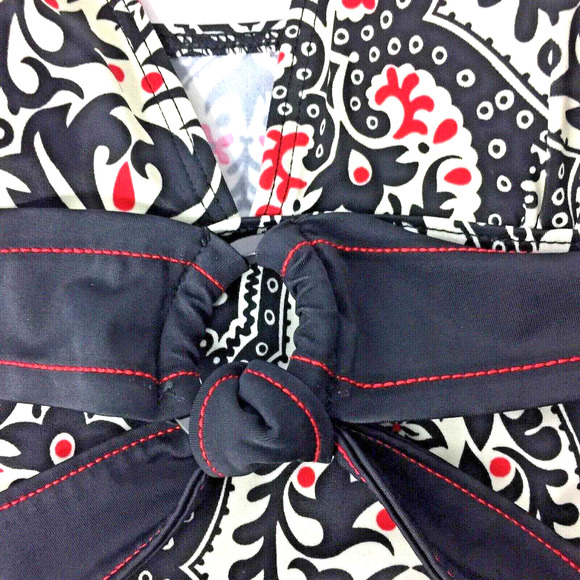 Christina Tankini Top Womens Size 10 Padded Bra Black Red Print Swim Top Modest - Picture 3 of 10